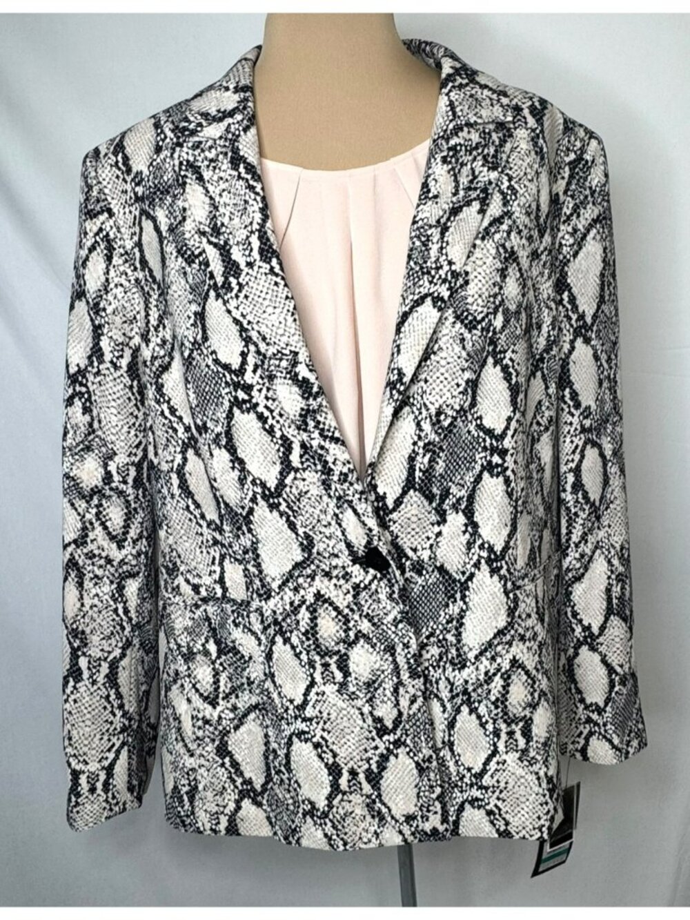 Nine West Womens Snake Print Blazer + Blush Pink Tank Size 16 Water Lily New